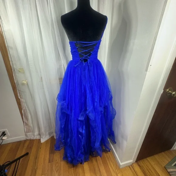 Blue One-Shoulder Prom Dress - Picture 9 of 11